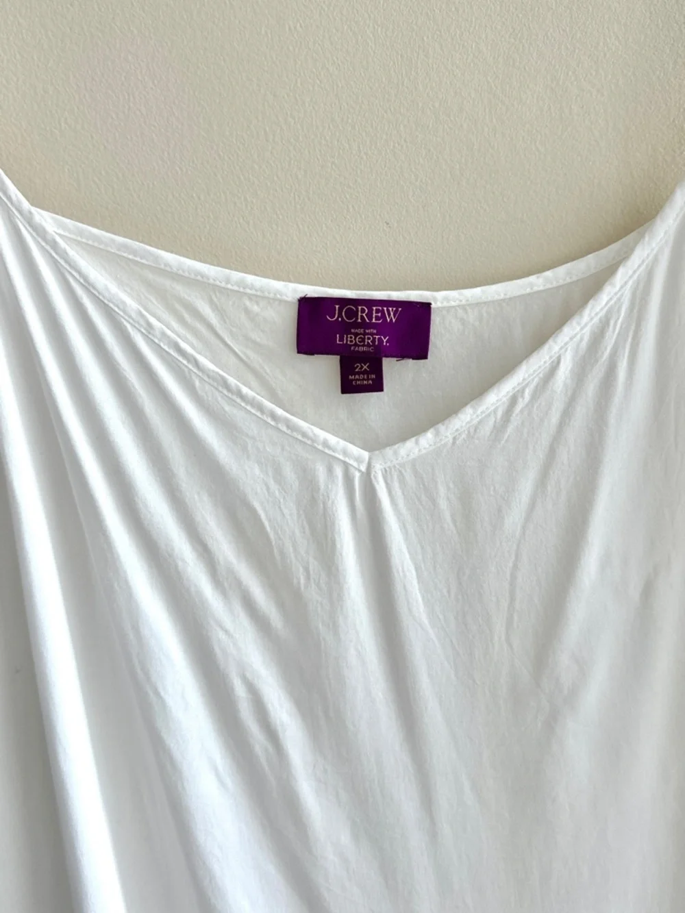 J. Crew Women’s White V-Neck Camisole Made with Liberty Fabric Shirt, Size 2X